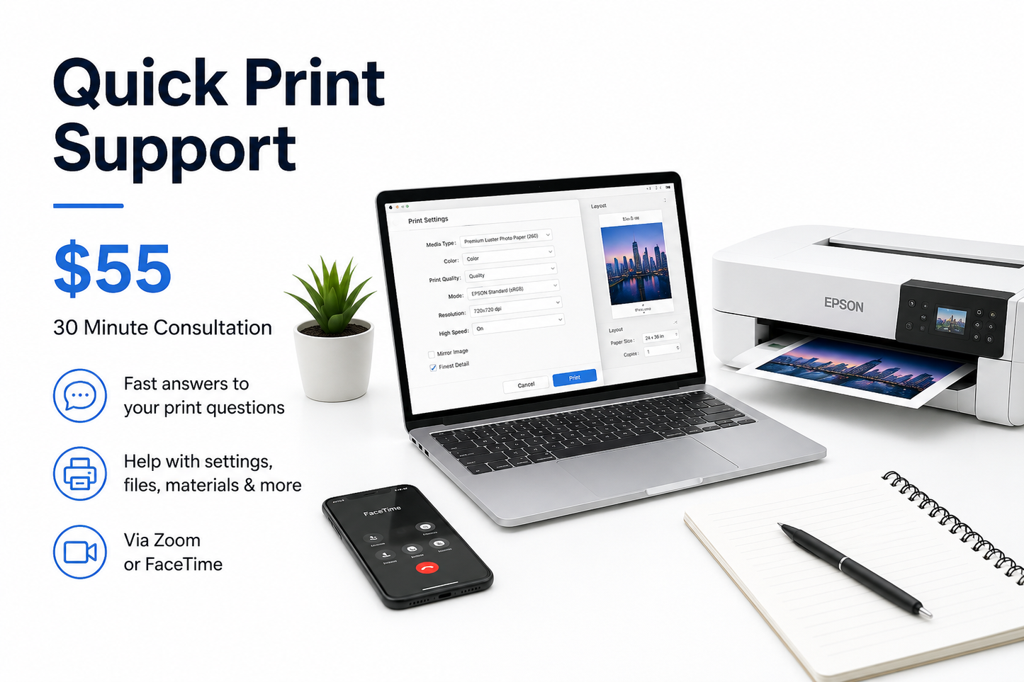 Quick Print Support Call